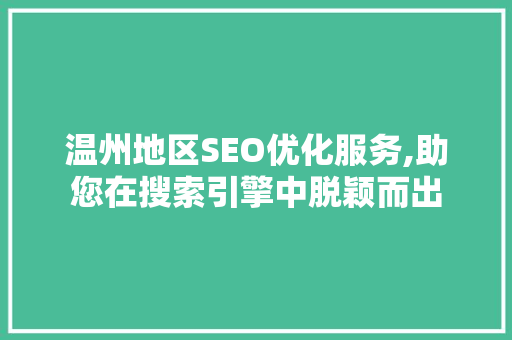 温州地区SEO优化服务,助您在搜索引擎中脱颖而出