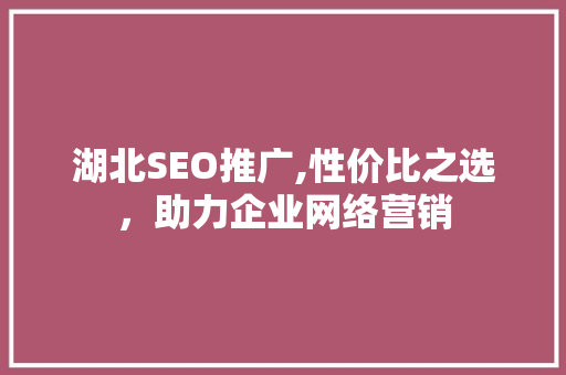 湖北SEO推广,性价比之选，助力企业网络营销