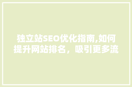 独立站SEO优化指南,如何提升网站排名，吸引更多流量