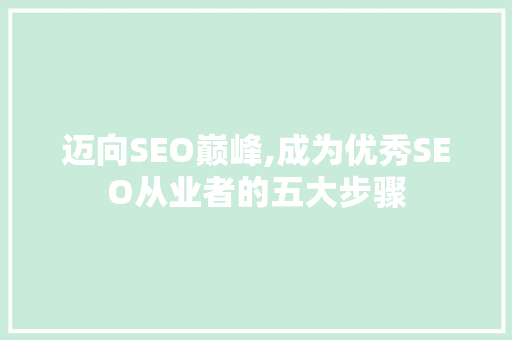 迈向SEO巅峰,成为优秀SEO从业者的五大步骤