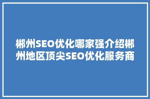 郴州SEO优化哪家强介绍郴州地区顶尖SEO优化服务商  第1张