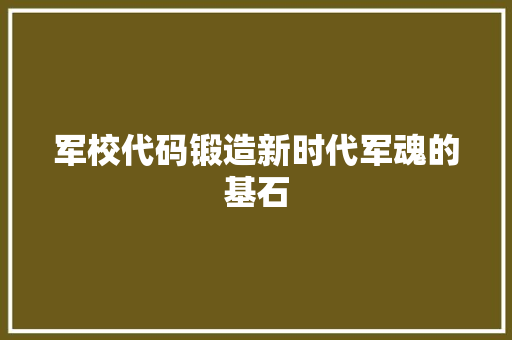 军校代码锻造新时代军魂的基石