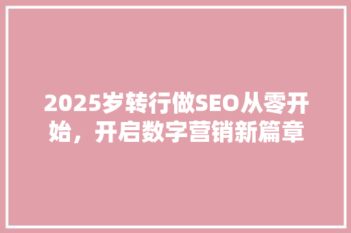 2025岁转行做SEO从零开始，开启数字营销新篇章