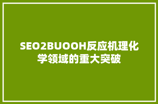 SEO2BUOOH反应机理化学领域的重大突破