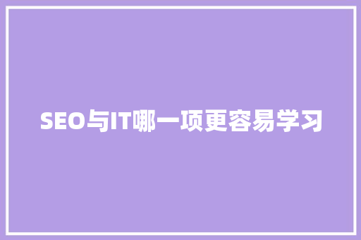 SEO与IT哪一项更容易学习