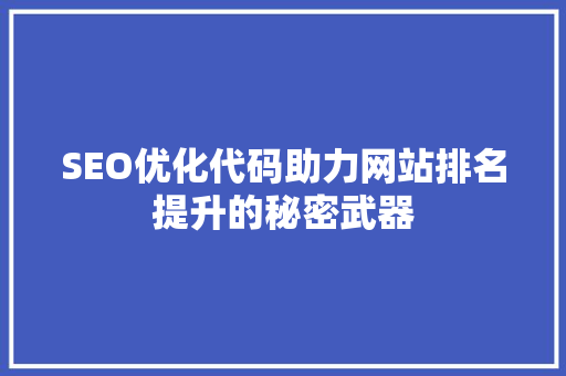 SEO优化代码助力网站排名提升的秘密武器