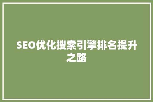 SEO优化搜索引擎排名提升之路