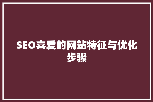 SEO喜爱的网站特征与优化步骤