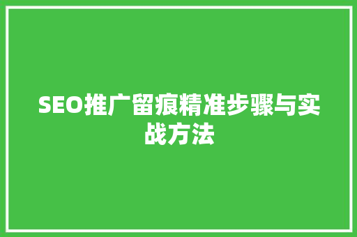 SEO推广留痕精准步骤与实战方法