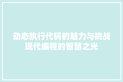 动态执行代码的魅力与挑战现代编程的智慧之光