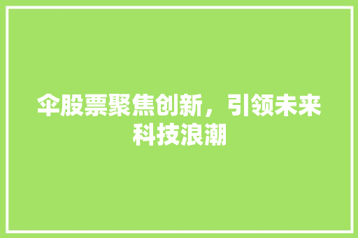 伞股票聚焦创新，引领未来科技浪潮
