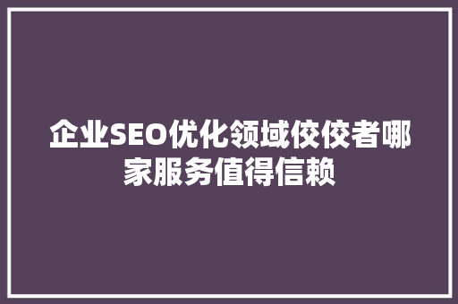 企业SEO优化领域佼佼者哪家服务值得信赖