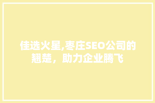 佳选火星,枣庄SEO公司的翘楚，助力企业腾飞  第1张
