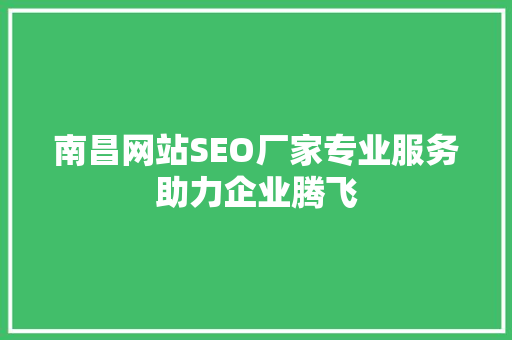 南昌网站SEO厂家专业服务助力企业腾飞