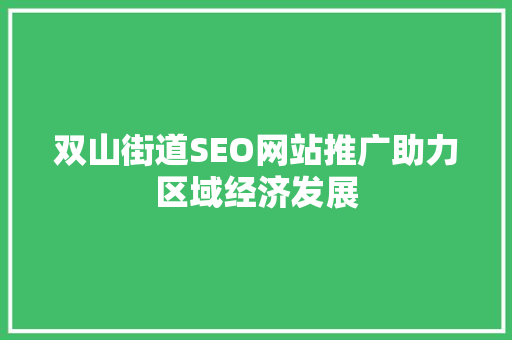 双山街道SEO网站推广助力区域经济发展  第1张