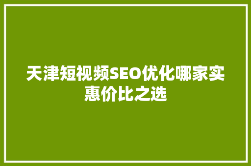 天津短视频SEO优化哪家实惠价比之选