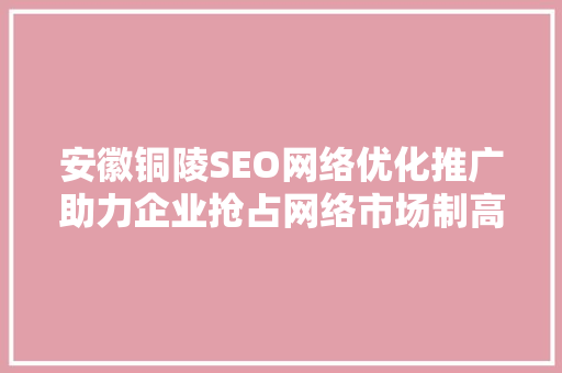 安徽铜陵SEO网络优化推广助力企业抢占网络市场制高点  第1张
