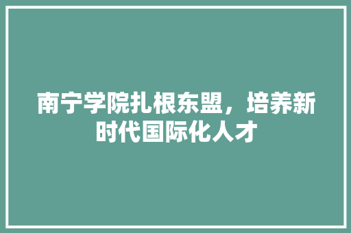 南宁学院扎根东盟，培养新时代国际化人才