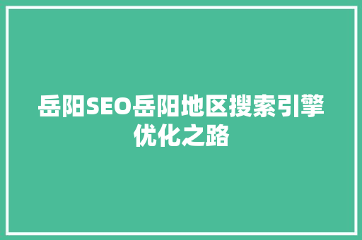 岳阳SEO岳阳地区搜索引擎优化之路