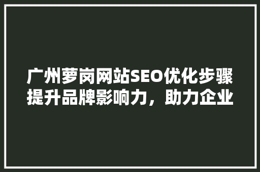 广州萝岗网站SEO优化步骤提升品牌影响力，助力企业腾飞