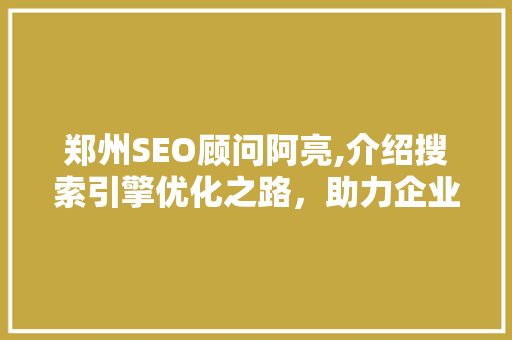 郑州SEO顾问阿亮,介绍搜索引擎优化之路，助力企业高效提升网络竞争力  第1张
