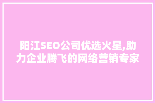 阳江SEO公司优选火星,助力企业腾飞的网络营销专家