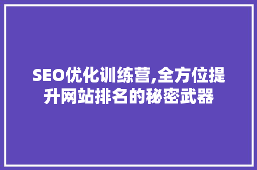 SEO优化训练营,全方位提升网站排名的秘密武器
