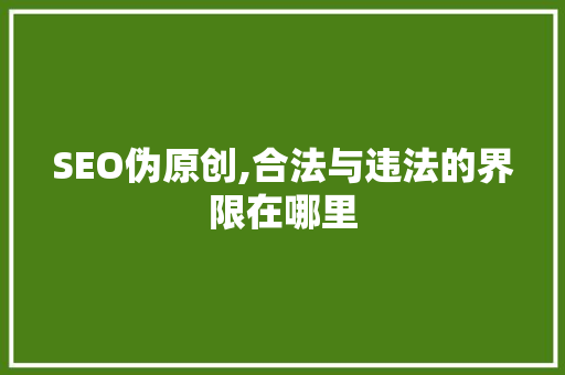 SEO伪原创,合法与违法的界限在哪里
