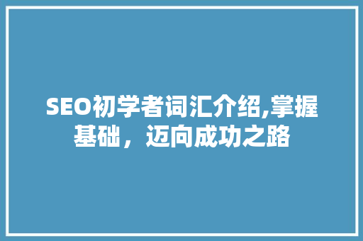 SEO初学者词汇介绍,掌握基础，迈向成功之路