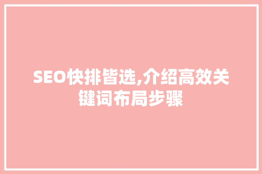 SEO快排皆选,介绍高效关键词布局步骤
