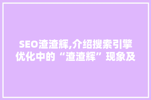 SEO渣渣辉,介绍搜索引擎优化中的“渣渣辉”现象及其应对步骤