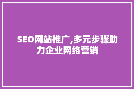 SEO网站推广,多元步骤助力企业网络营销