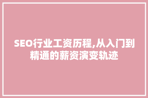 SEO行业工资历程,从入门到精通的薪资演变轨迹