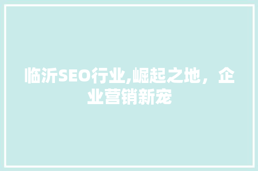 临沂SEO行业,崛起之地，企业营销新宠