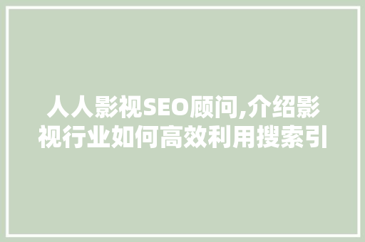 人人影视SEO顾问,介绍影视行业如何高效利用搜索引擎优化步骤