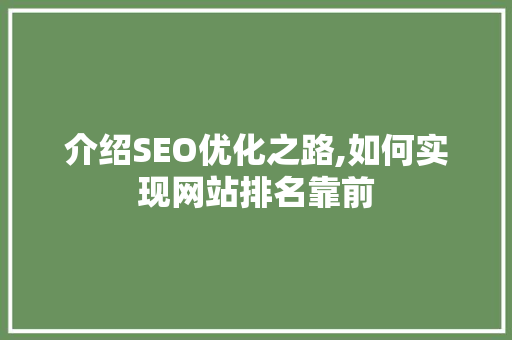 介绍SEO优化之路,如何实现网站排名靠前