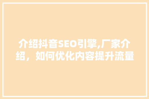 介绍抖音SEO引擎,厂家介绍，如何优化内容提升流量