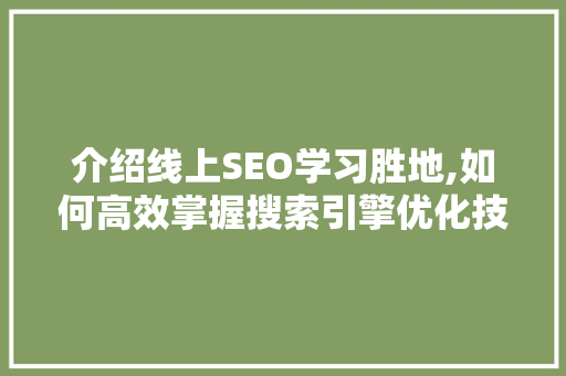 介绍线上SEO学习胜地,如何高效掌握搜索引擎优化技能