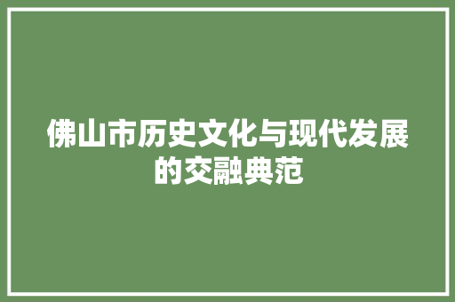 佛山市历史文化与现代发展的交融典范  第1张