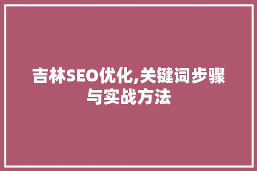 吉林SEO优化,关键词步骤与实战方法