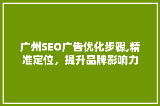 广州SEO广告优化步骤,精准定位，提升品牌影响力