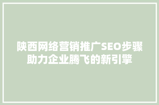 陕西网络营销推广SEO步骤助力企业腾飞的新引擎