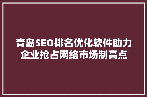 青岛SEO排名优化软件助力企业抢占网络市场制高点