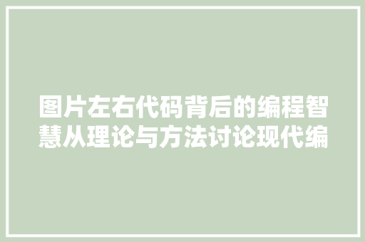 图片左右代码背后的编程智慧从理论与方法讨论现代编程语言