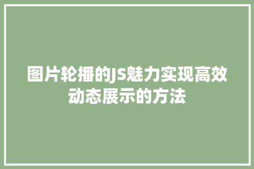 图片轮播的JS魅力实现高效动态展示的方法