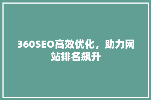 360SEO高效优化，助力网站排名飙升  第1张