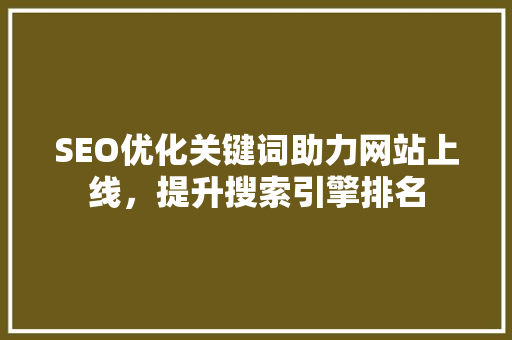 SEO优化关键词助力网站上线，提升搜索引擎排名