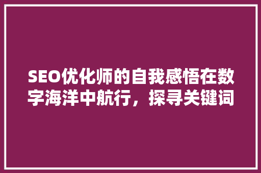 SEO优化师的自我感悟在数字海洋中航行，探寻关键词的奥秘