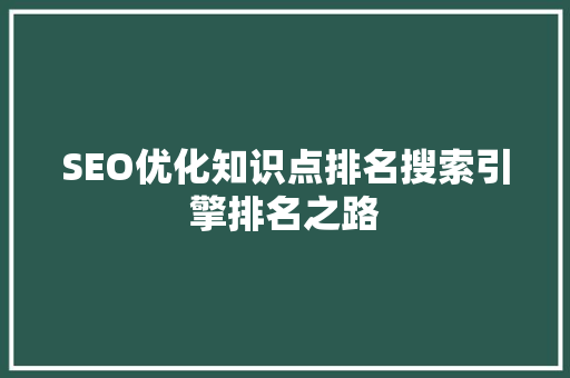 SEO优化知识点排名搜索引擎排名之路
