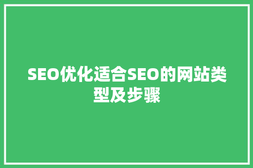 SEO优化适合SEO的网站类型及步骤
